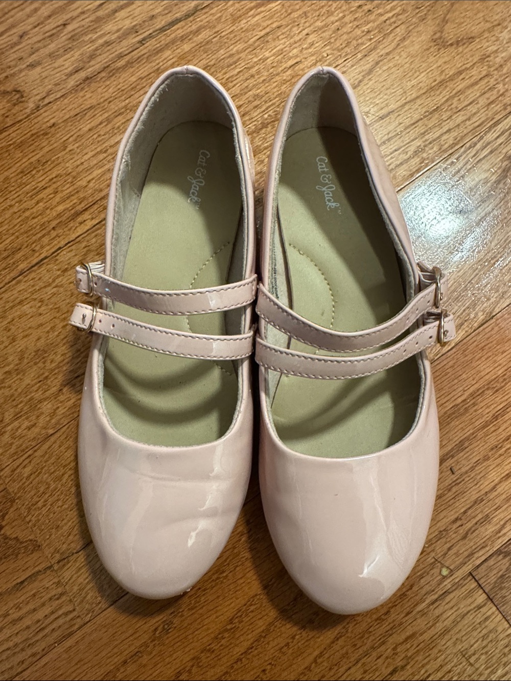 Cat & Jack Girls' Light Pink Patent Double-Strap Mary Janes